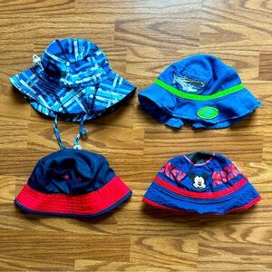 Lot 4x Baby Toddler Boy Bucket Sun Hats OSFM Disney Mickey Mouse Shark Blue EUC!